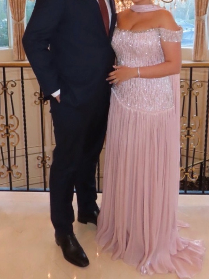 Off-Shoulder Blush Pink Evening Gown